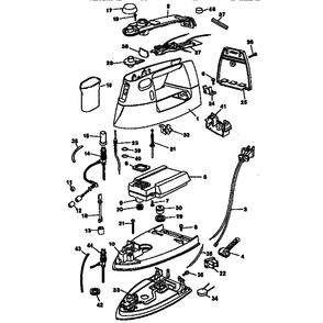 Replacement Parts Diagram and Parts List for F611S  Black and Decker Iron